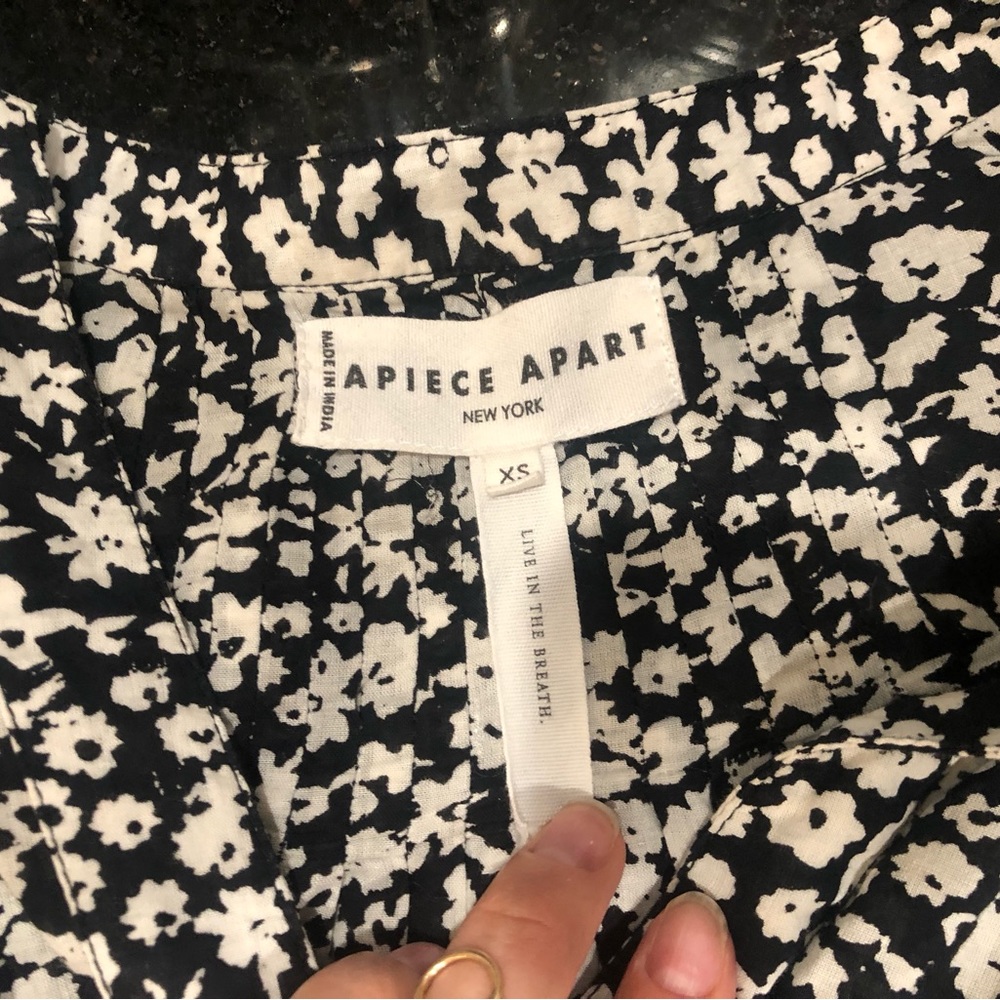 Apiece Apart Yerba Black and White Floral Button Up Cotton Blouse XS - Picture 10 of 10